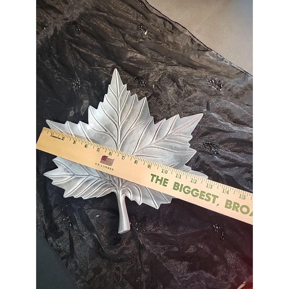 Home Interior Gift Lg Silver Tone Maple Leaf Metal Wall Hanging Table Decor Fall
